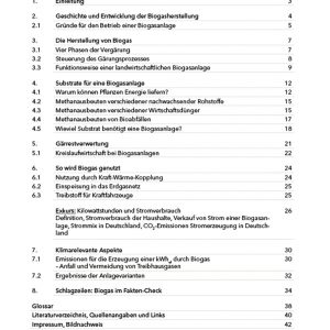 Handbuch Biogas, Inhaltsverzeichnisi
