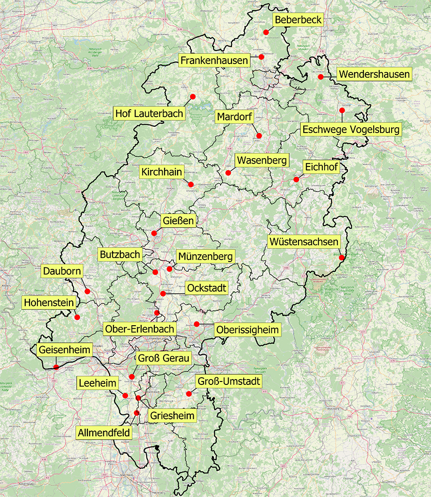 Beim Anklicken der Karte werden Sie weitergeleitet auf die Website: Agrarmeteorologie Hessen