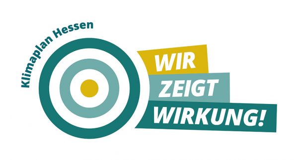 Logo für Klimaplan Hessen mit Schriftzug: Wir zeigt Wirkung!