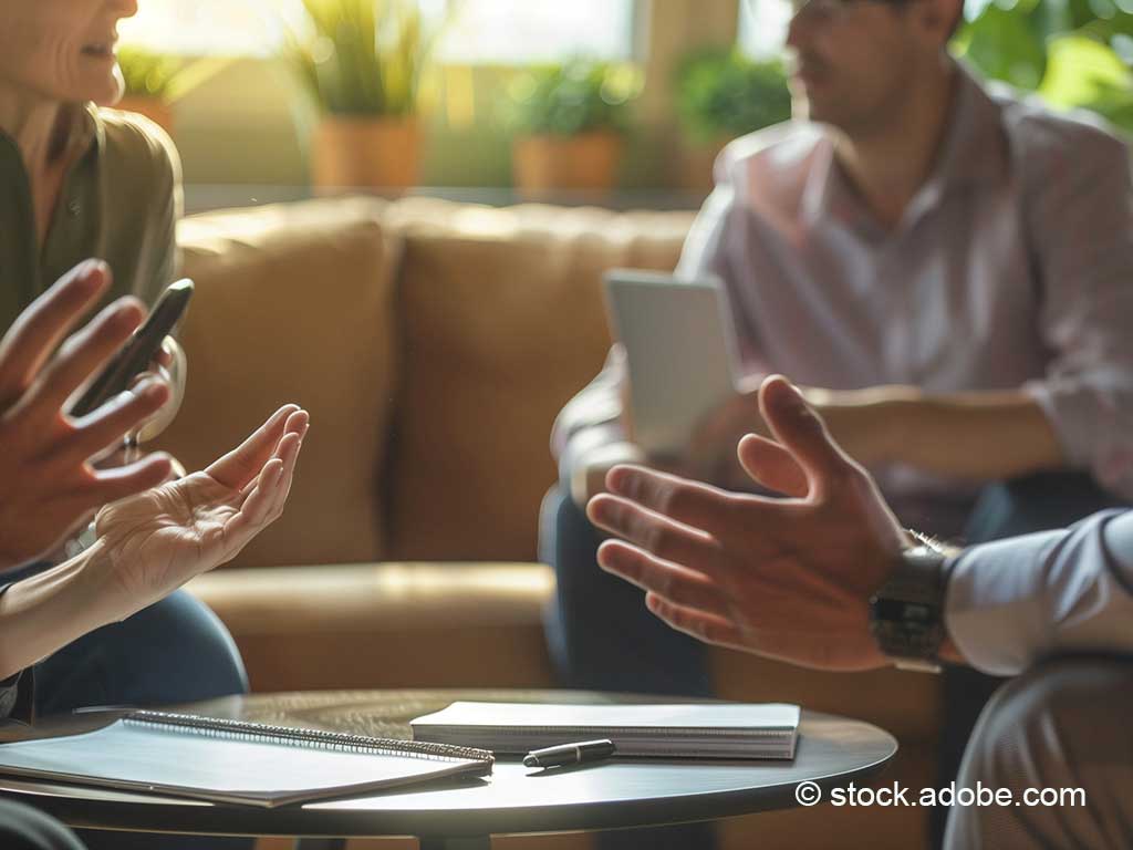 Hände einer im Kreis sitzenden Personengruppe© stock.adobe.com