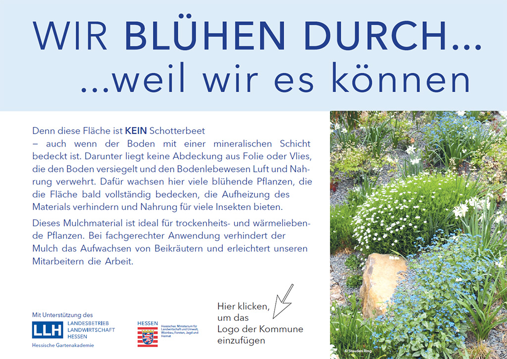 Schild: Wir blühen durch (Projekt 
